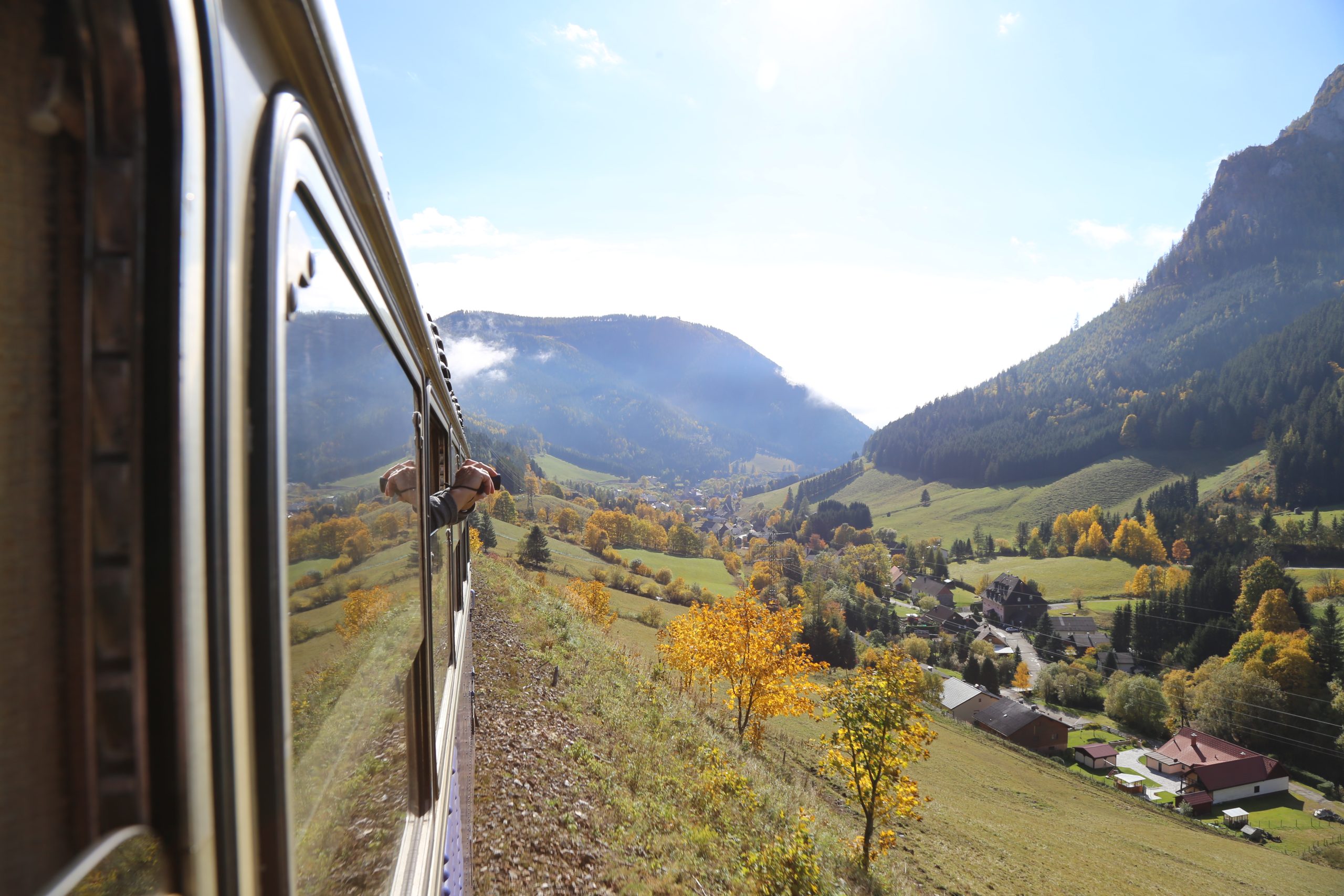 Erzbergbahn Blick aus dem Schienenbus